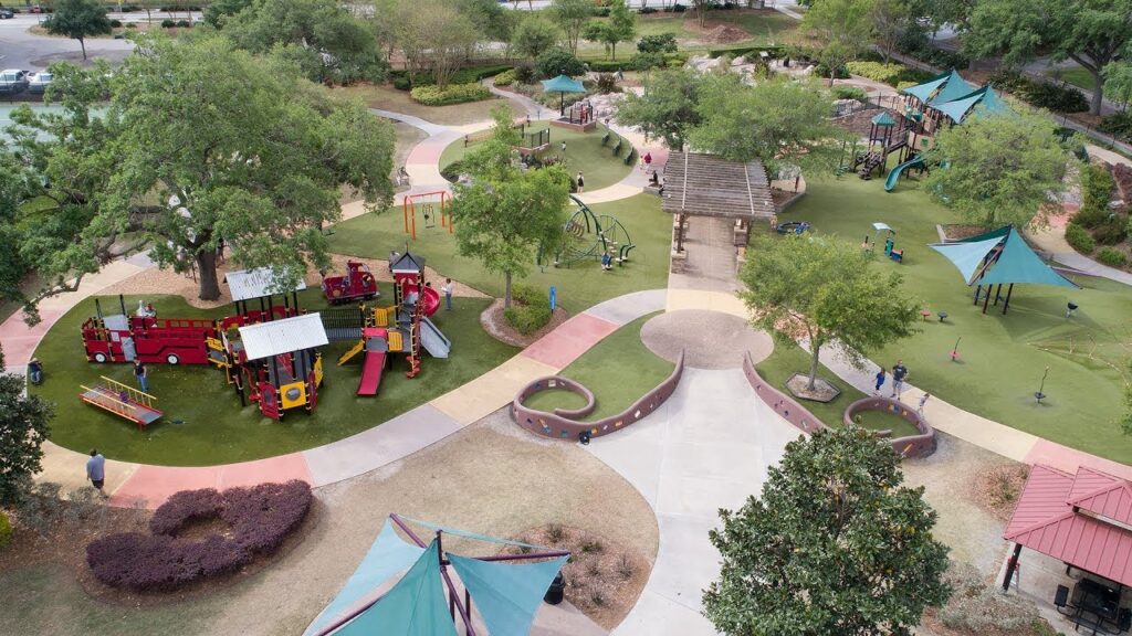 a aerial view of a playground in Common Ground Playground